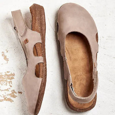 Taisiya | Leather Slingback Cut Out Flat Sandals