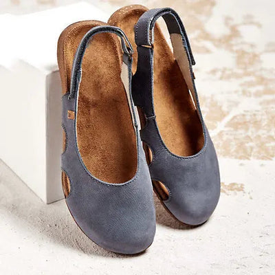 Taisiya | Leather Slingback Cut Out Flat Sandals