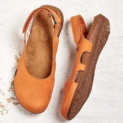 Taisiya | Leather Slingback Cut Out Flat Sandals
