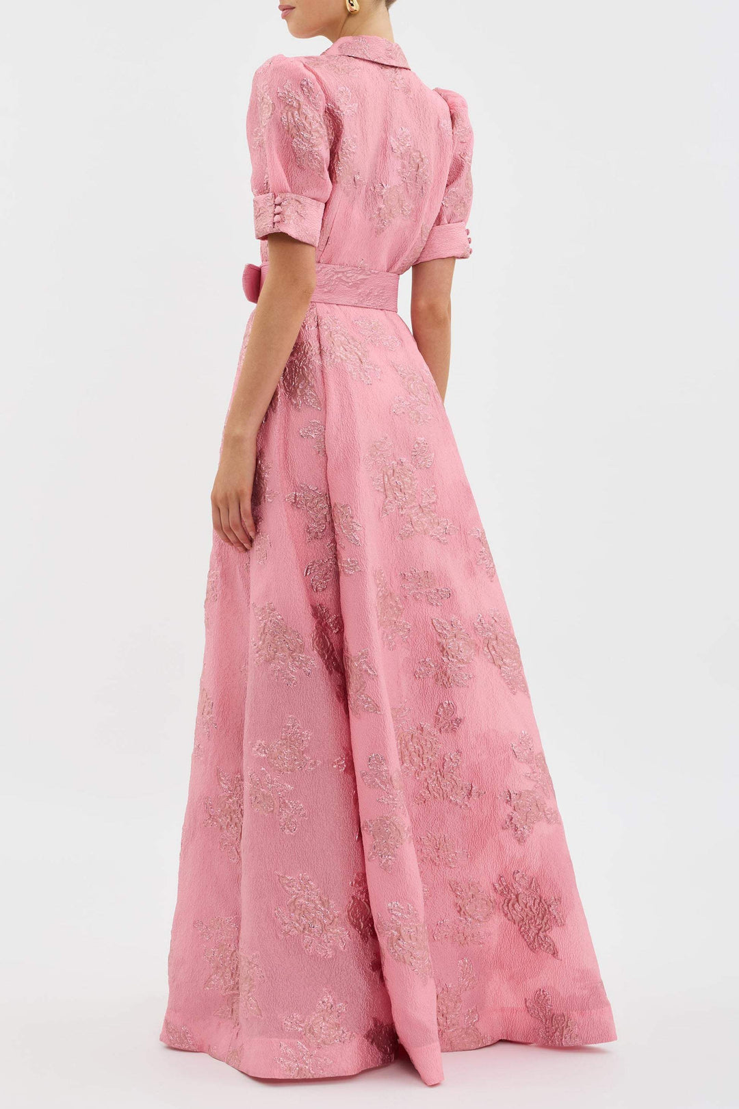 Anabella | Belted Collared Puff Sleeve Maxi Dress