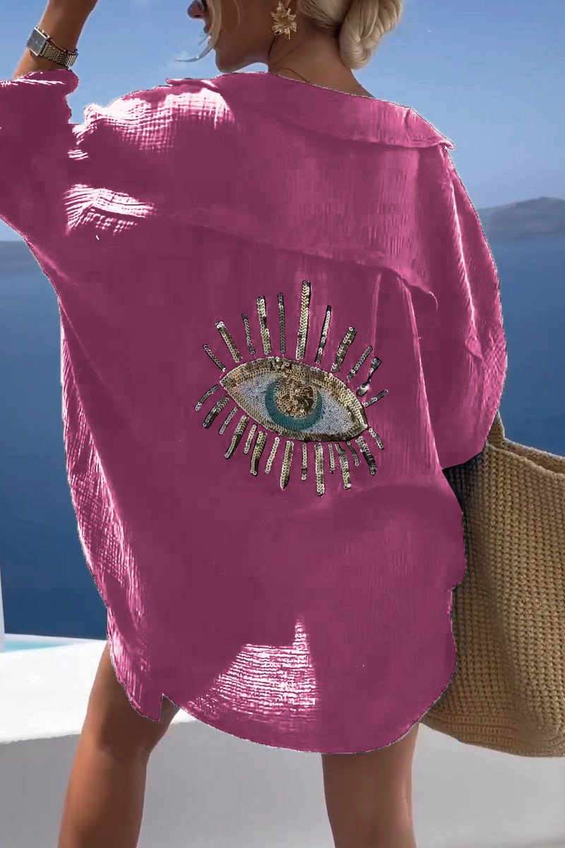 Eliza | Oversized Shirt Eye Print Long Sleeve