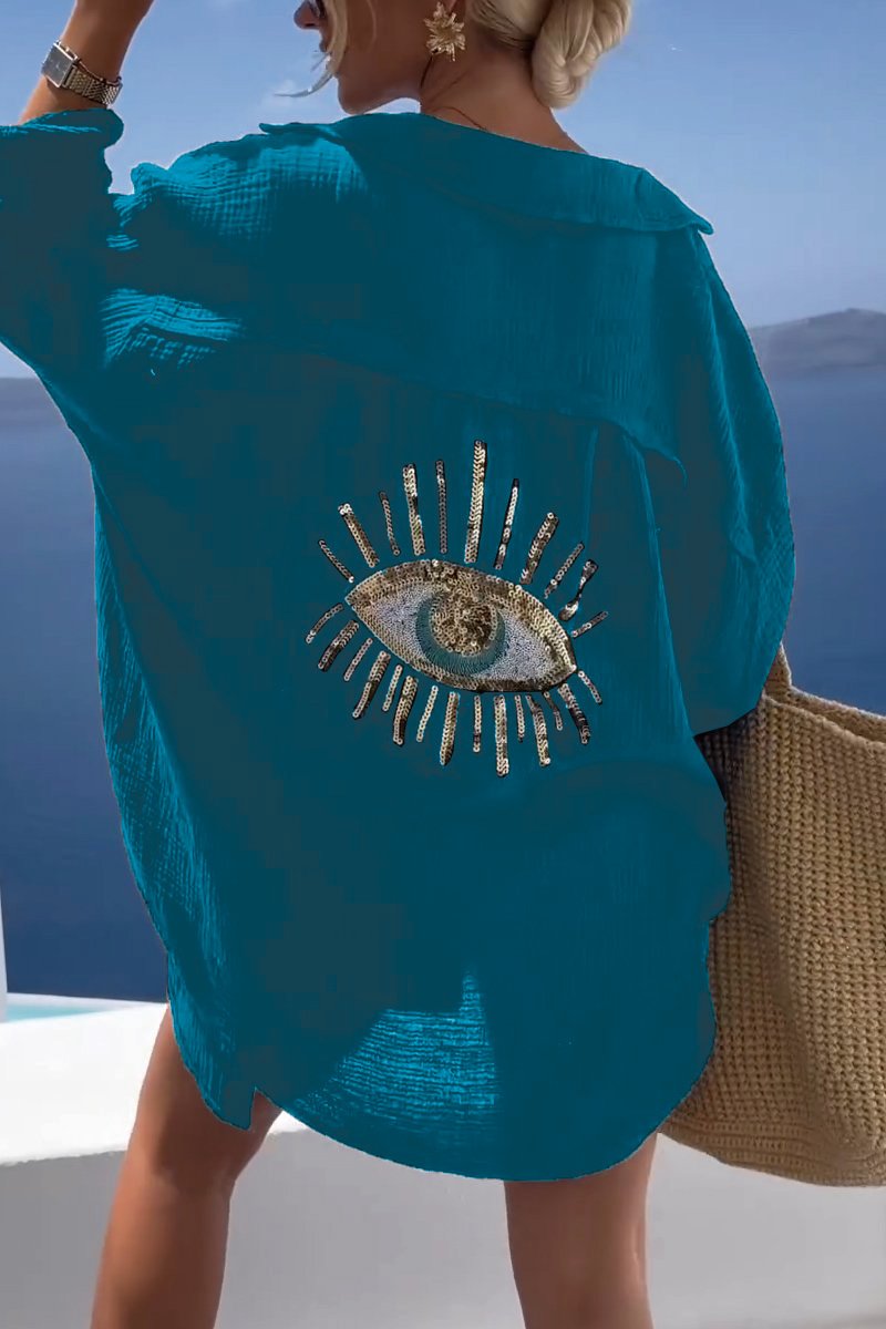 Eliza | Oversized Shirt Eye Print Long Sleeve