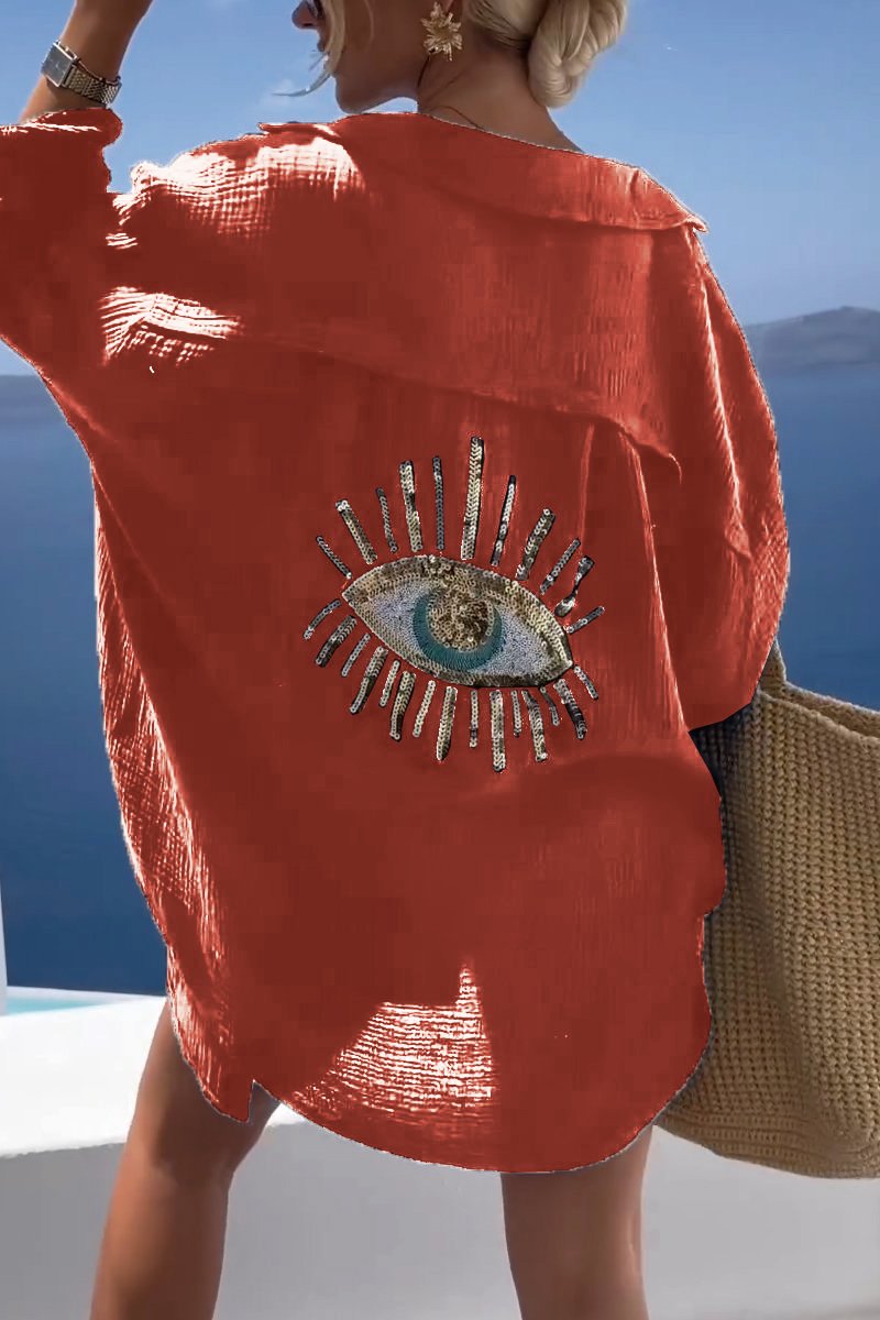 Eliza | Oversized Shirt Eye Print Long Sleeve