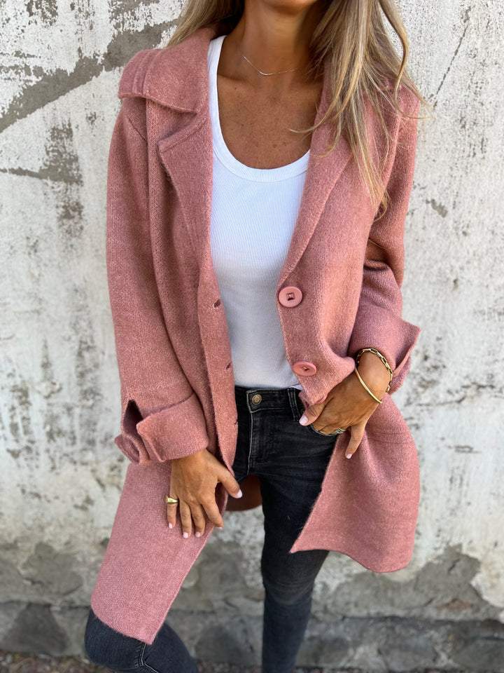 Baylea | Long Button Front Coat With Lapels