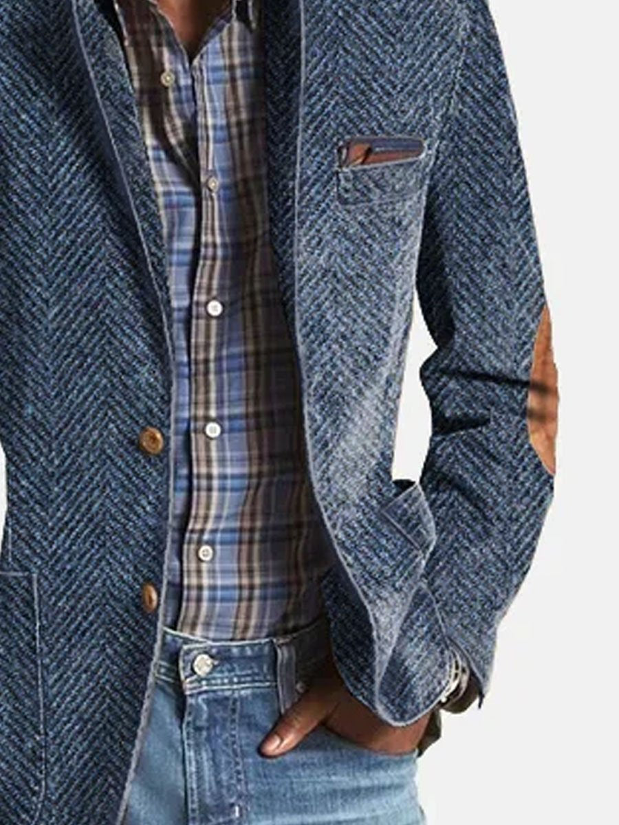 Elon | Herringbone Suede Trim Blazer