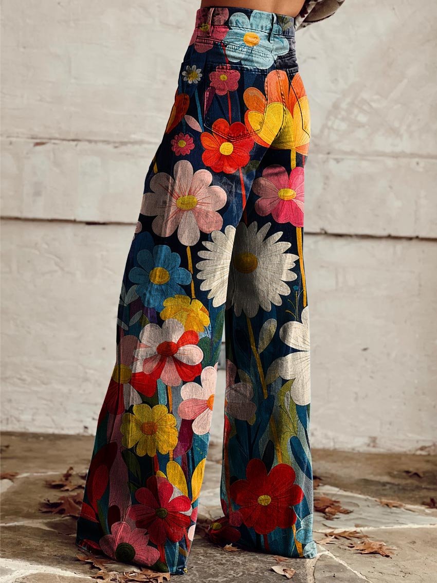 Brenna | Trousers High-Waisted Floral Print Wide-Leg Fit