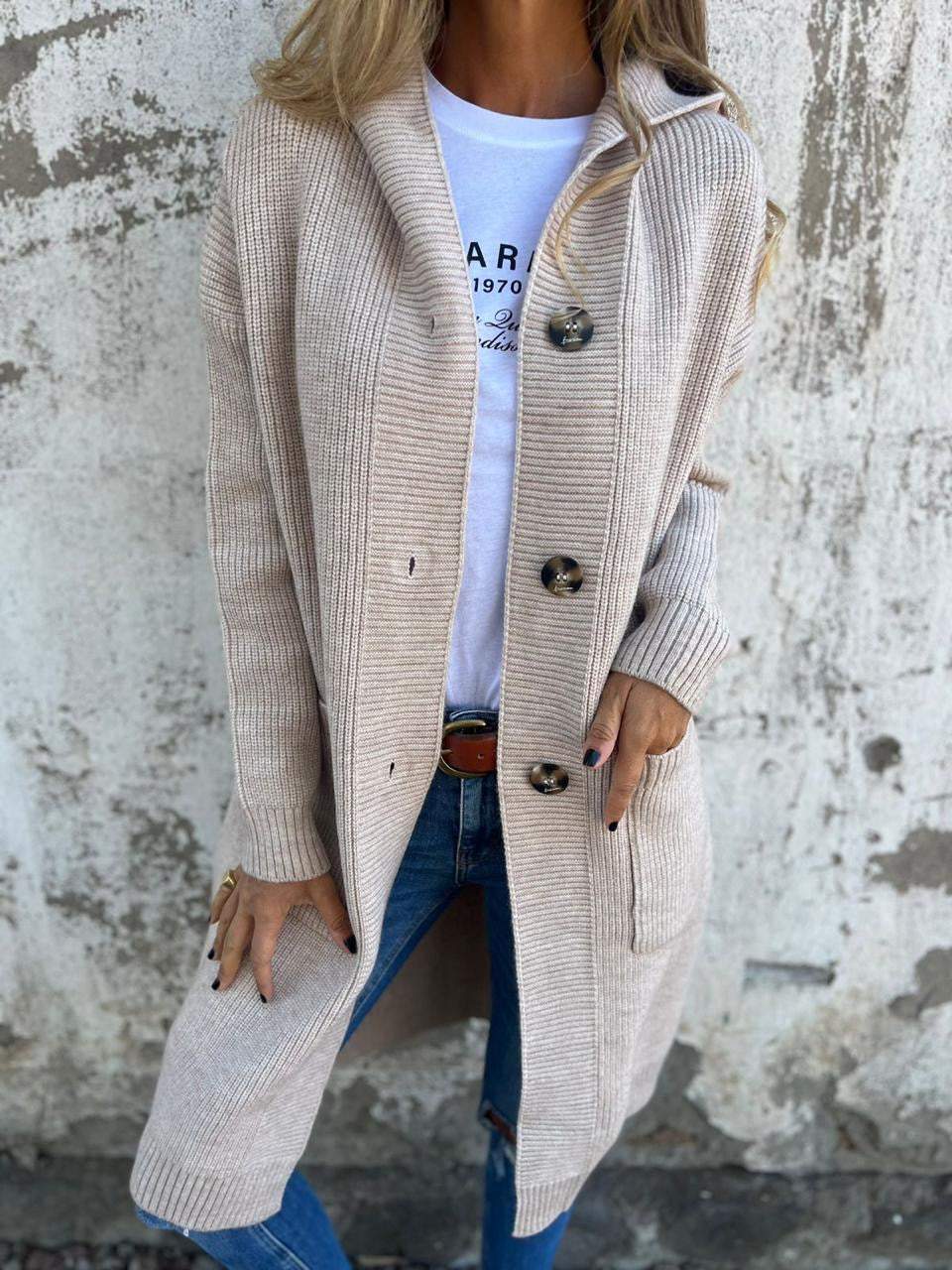 Mareena | Long Sleeve Button Front Knit Cardigan