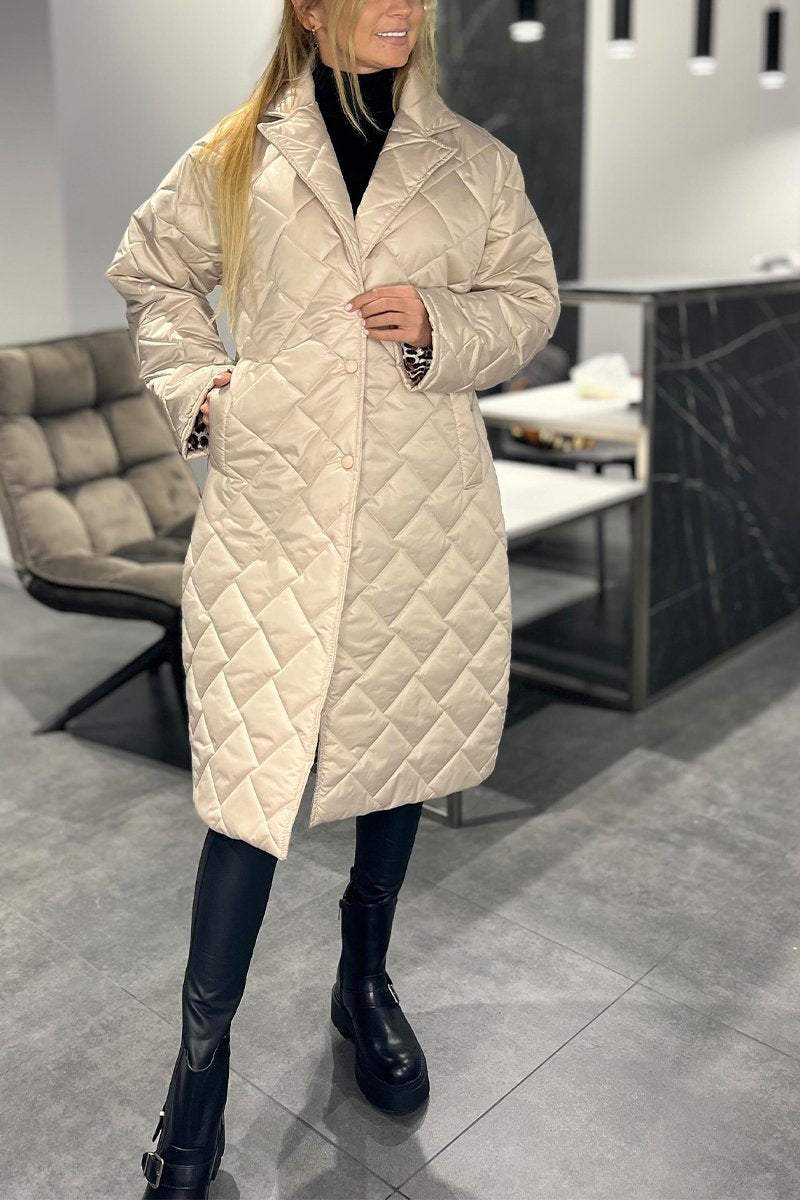 Daisy | Mid-Length Quilted Lapel Padded Coat