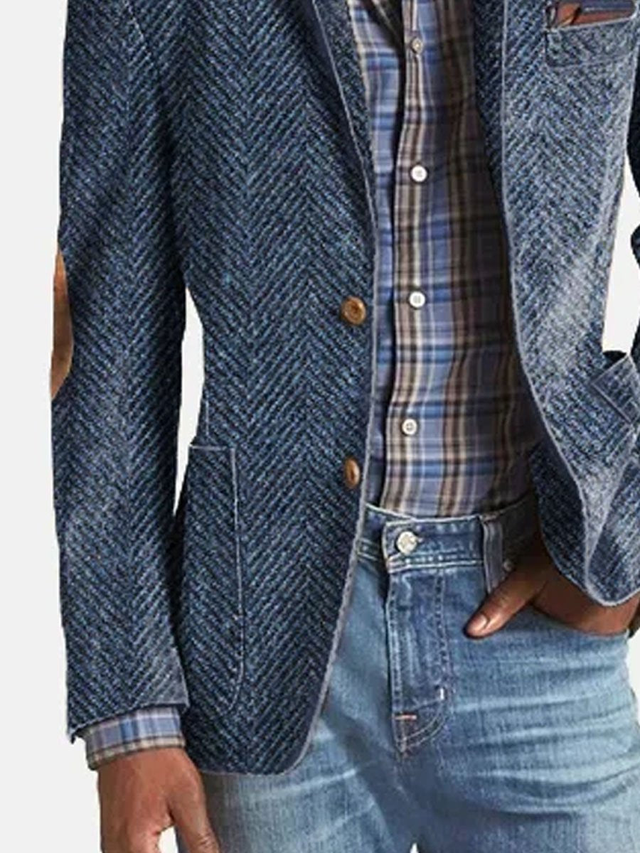 Elon | Herringbone Suede Trim Blazer