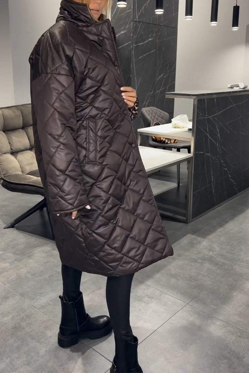 Daisy | Mid-Length Quilted Lapel Padded Coat