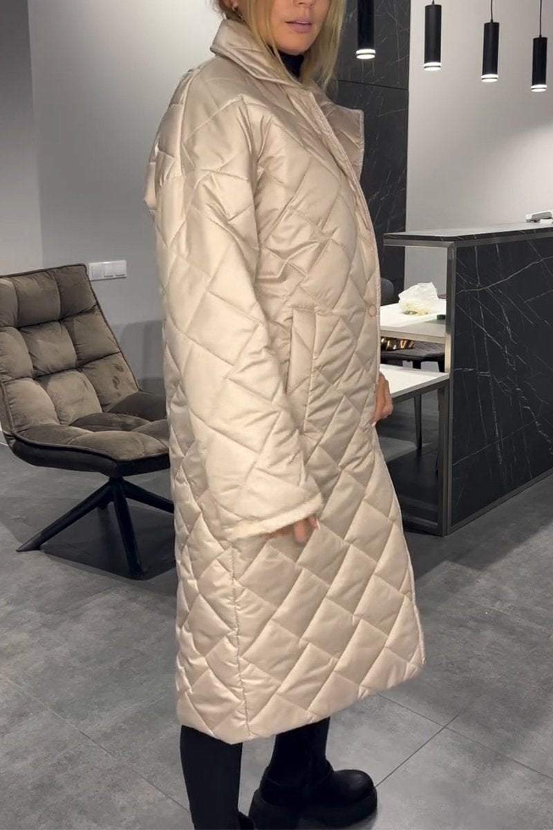 Daisy | Mid-Length Quilted Lapel Padded Coat