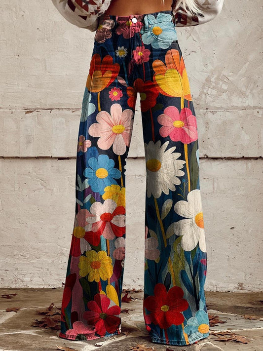 Brenna | Trousers High-Waisted Floral Print Wide-Leg Fit