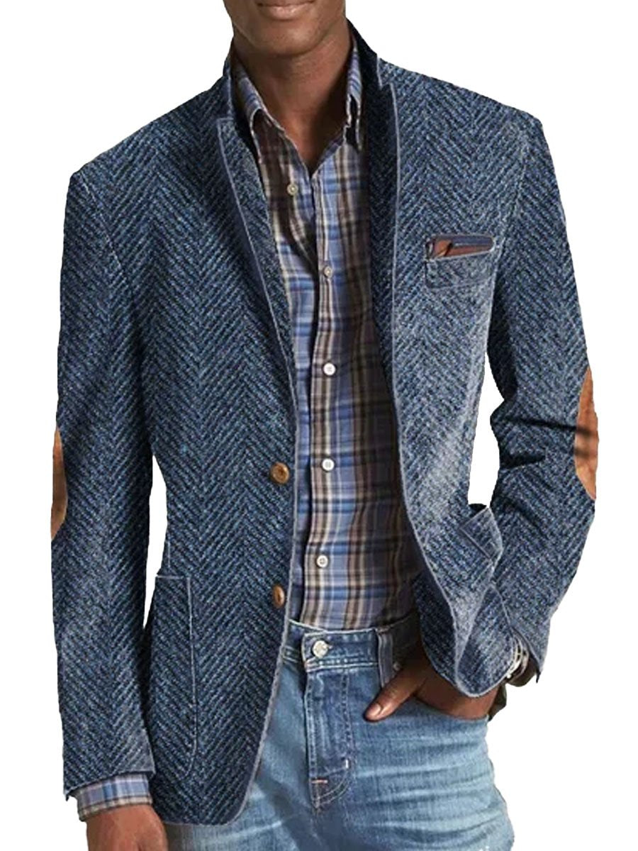 Elon | Herringbone Suede Trim Blazer