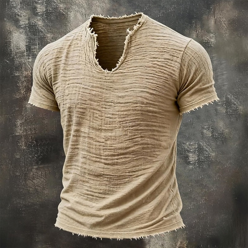 Pavel | T Shirt With V Neck Raw Hem
