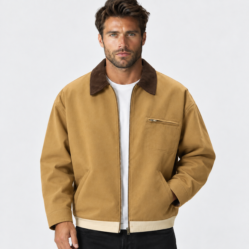 Horacio | Jacket with Contrast Collar and Zip Front
