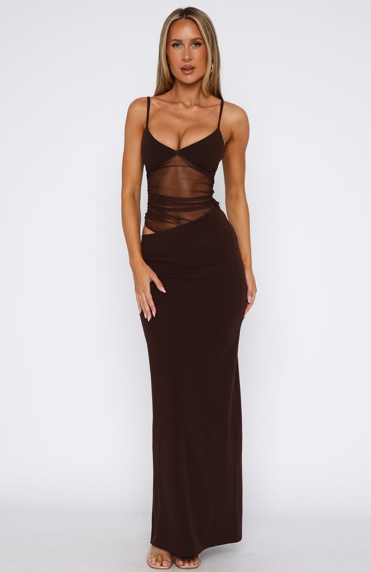 Aisling | Mesh Panel Bodycon Maxi Dress