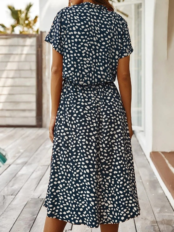 Carine | V Neck Printed Midi Dress