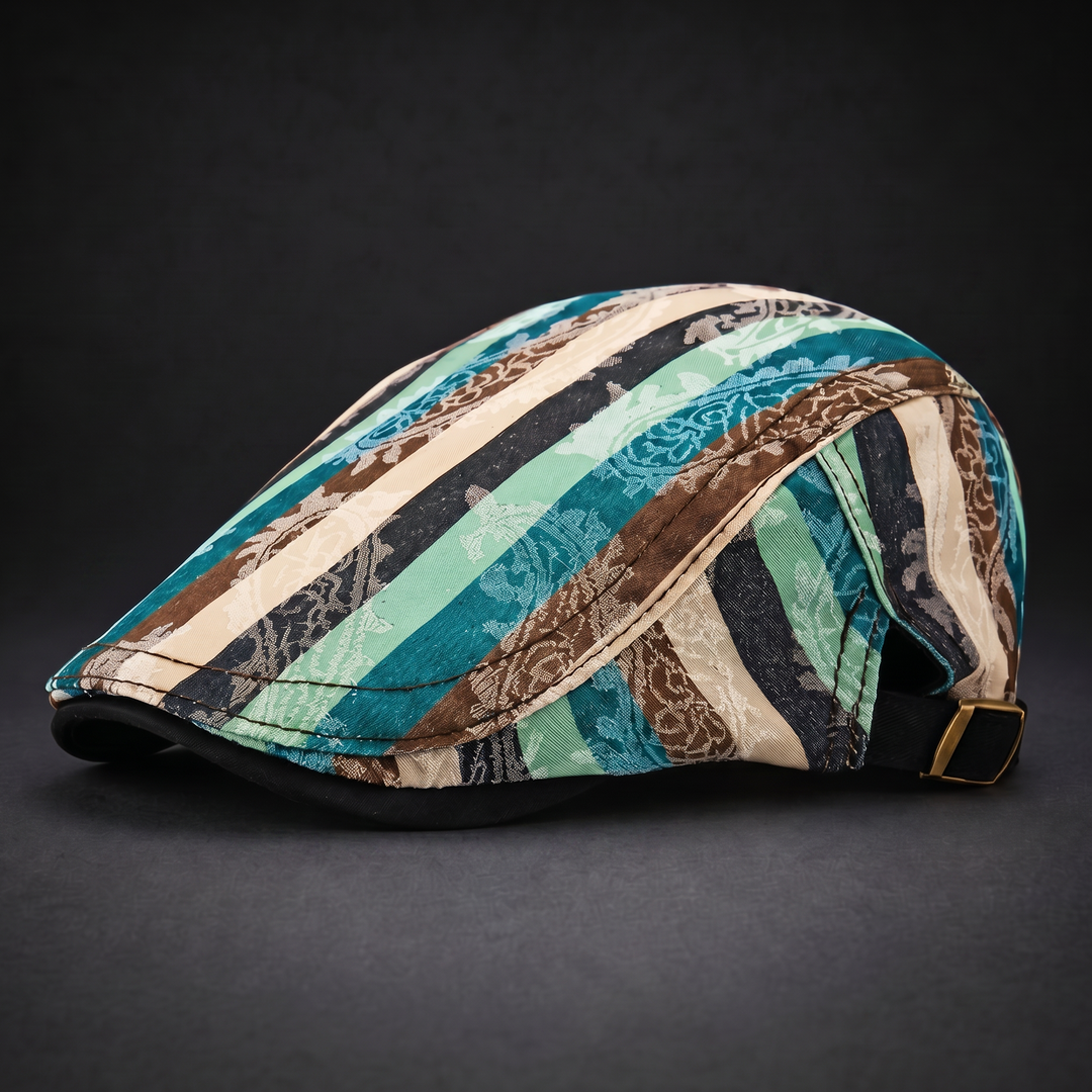 Leoan | Flat Cap with Vintage Striped Floral Pattern