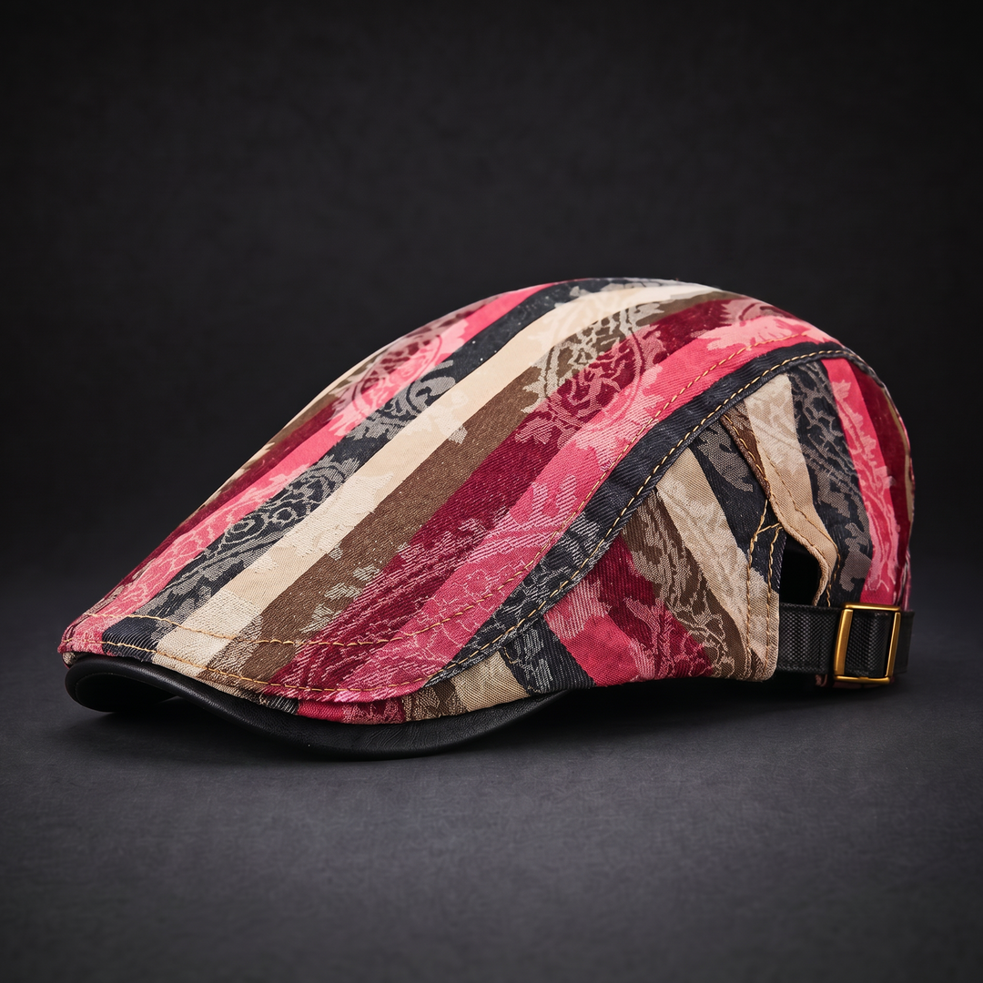 Leoan | Flat Cap with Vintage Striped Floral Pattern
