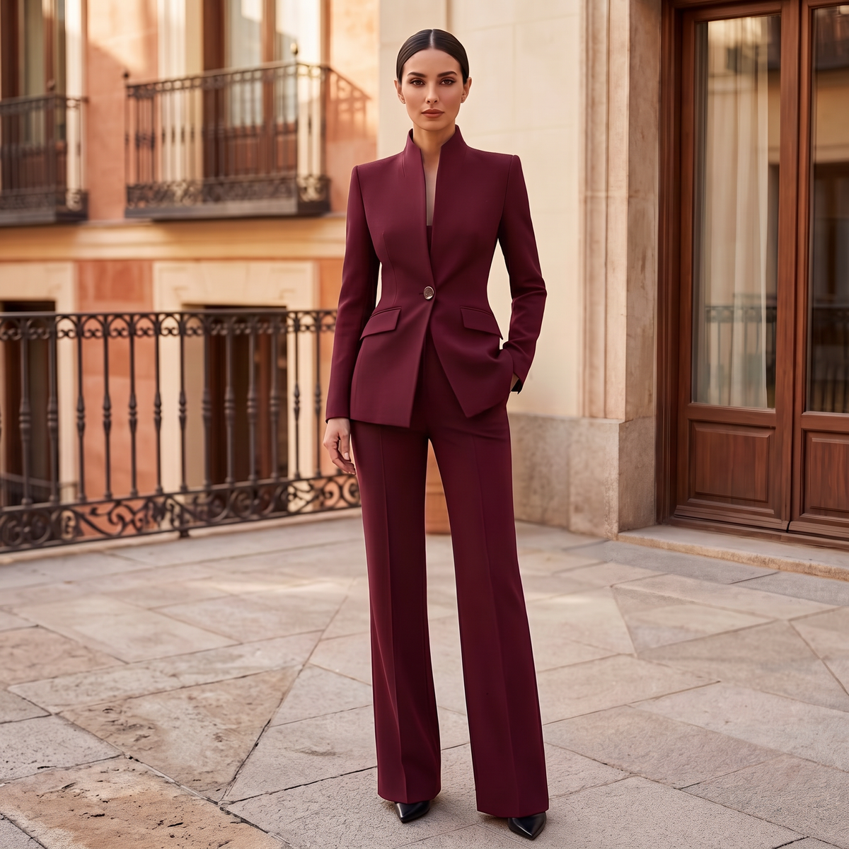 Jennifer | Tailored Jacket and Flared Trousers Set