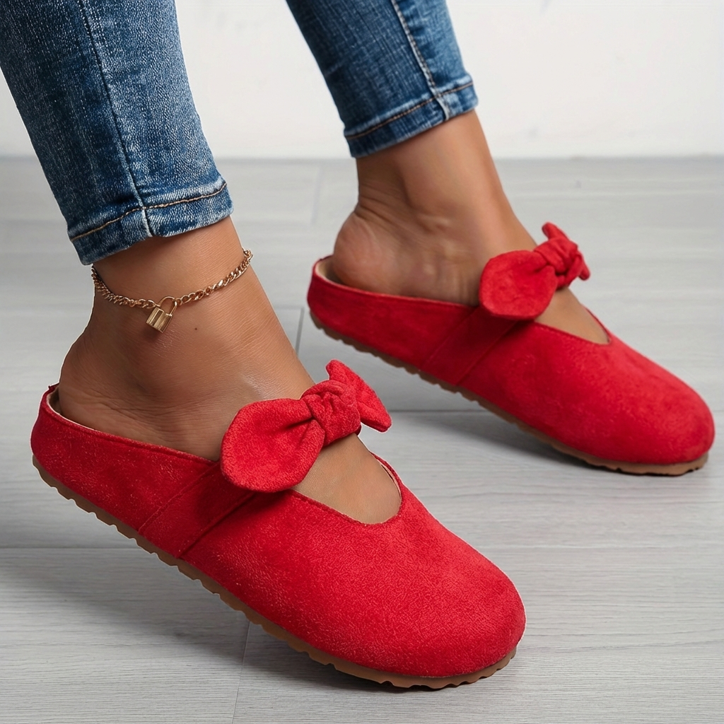Minaya | Suede Bow Slip On Mules