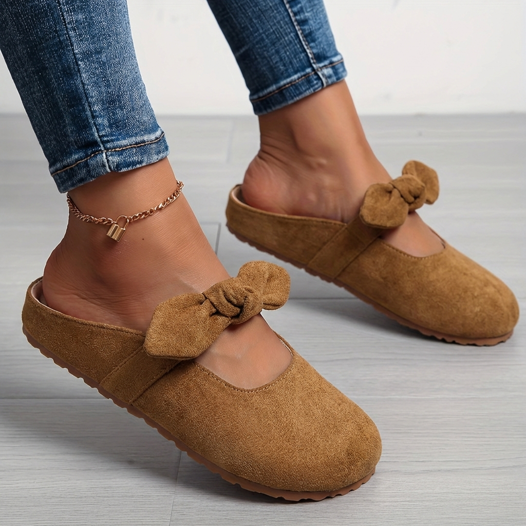 Minaya | Suede Bow Slip On Mules