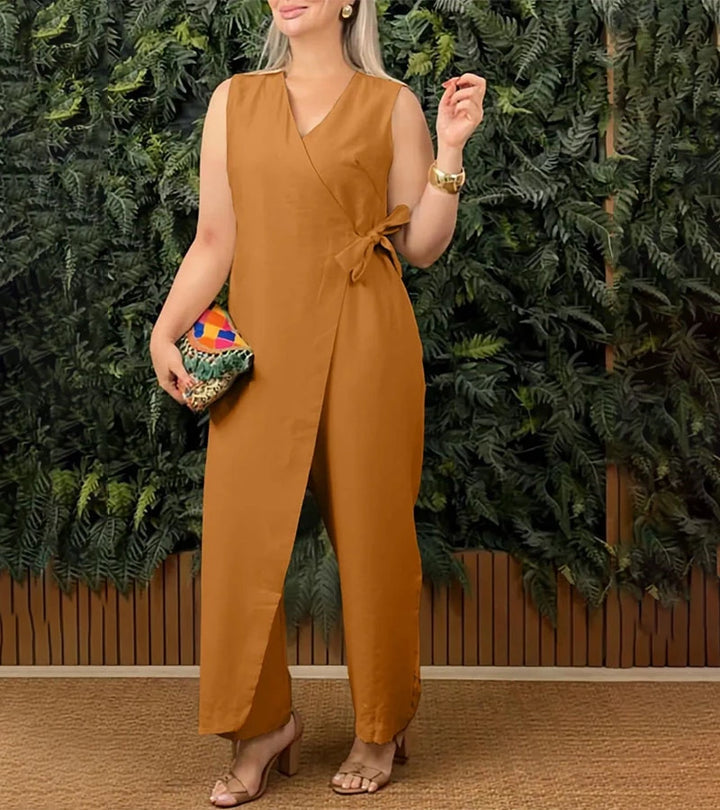 Betsy | Wrap V-Neck Wide Leg Jumpsuit