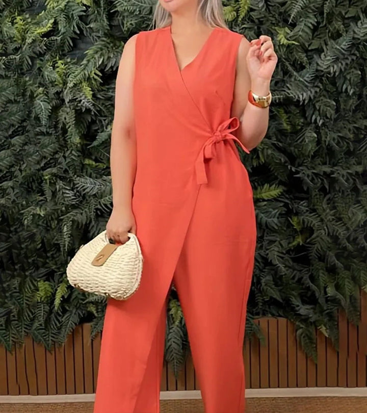 Betsy | Wrap V-Neck Wide Leg Jumpsuit