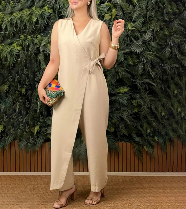 Betsy | Wrap V-Neck Wide Leg Jumpsuit