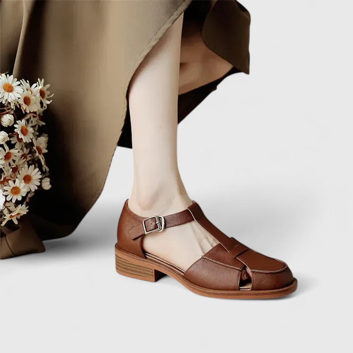 Camelys | Buckle Strap Sandal with Low Heel