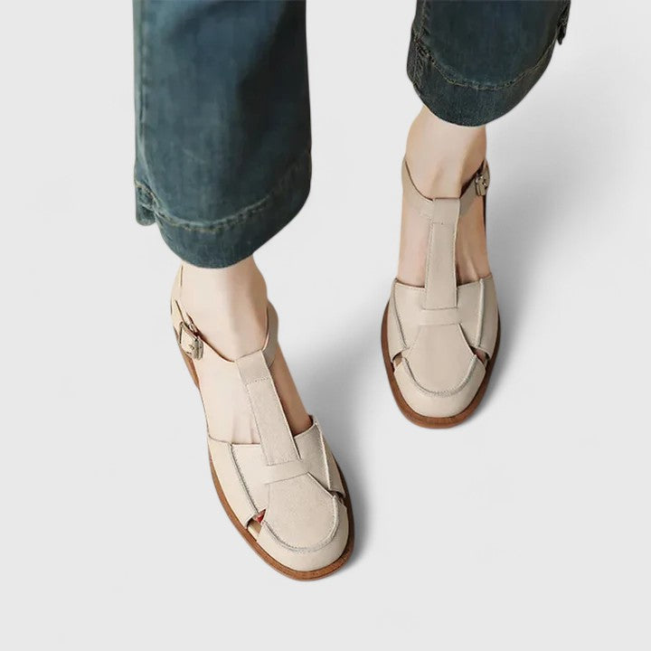 Camelys | Buckle Strap Sandal with Low Heel