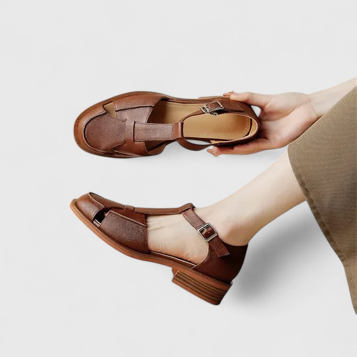 Camelys | Buckle Strap Sandal with Low Heel