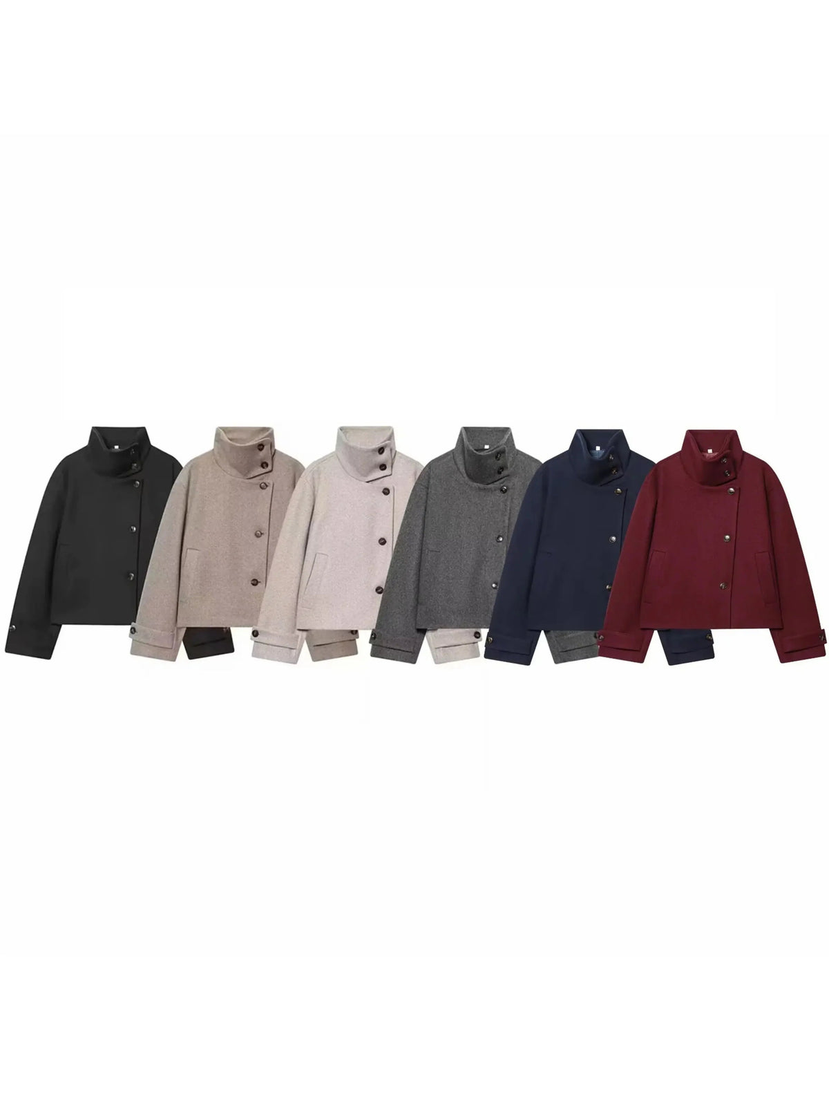 Lindsay | Stand Collar Asymmetrical Button Front Coat