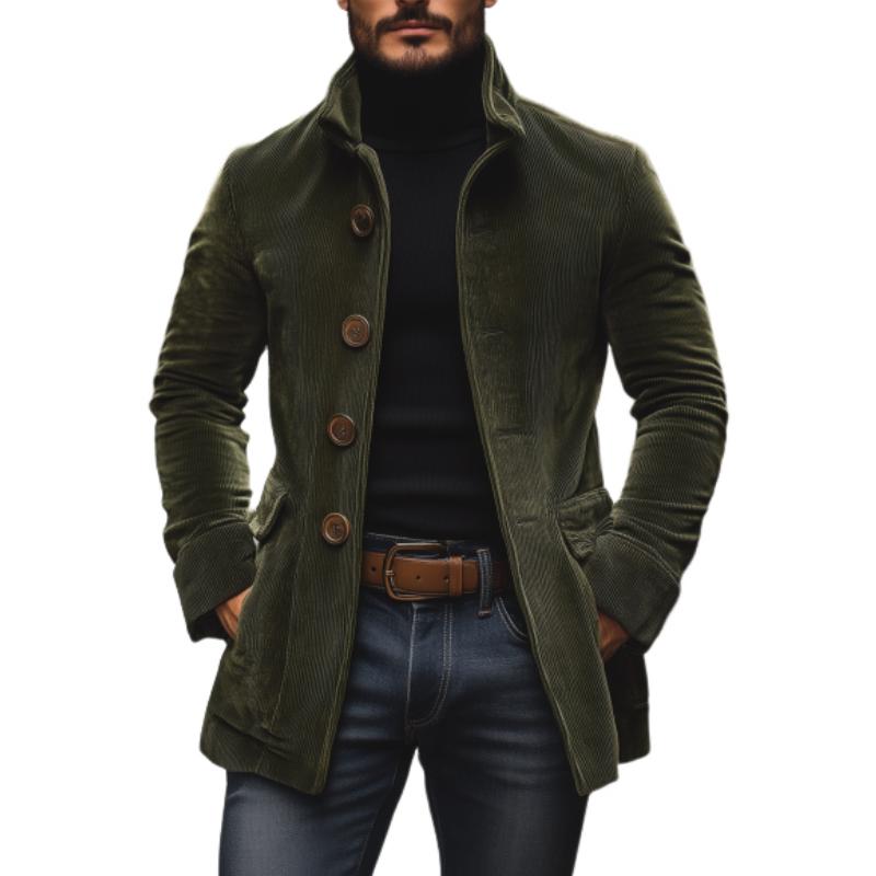 Brendon | Ribbed Short Coat with Stand Collar