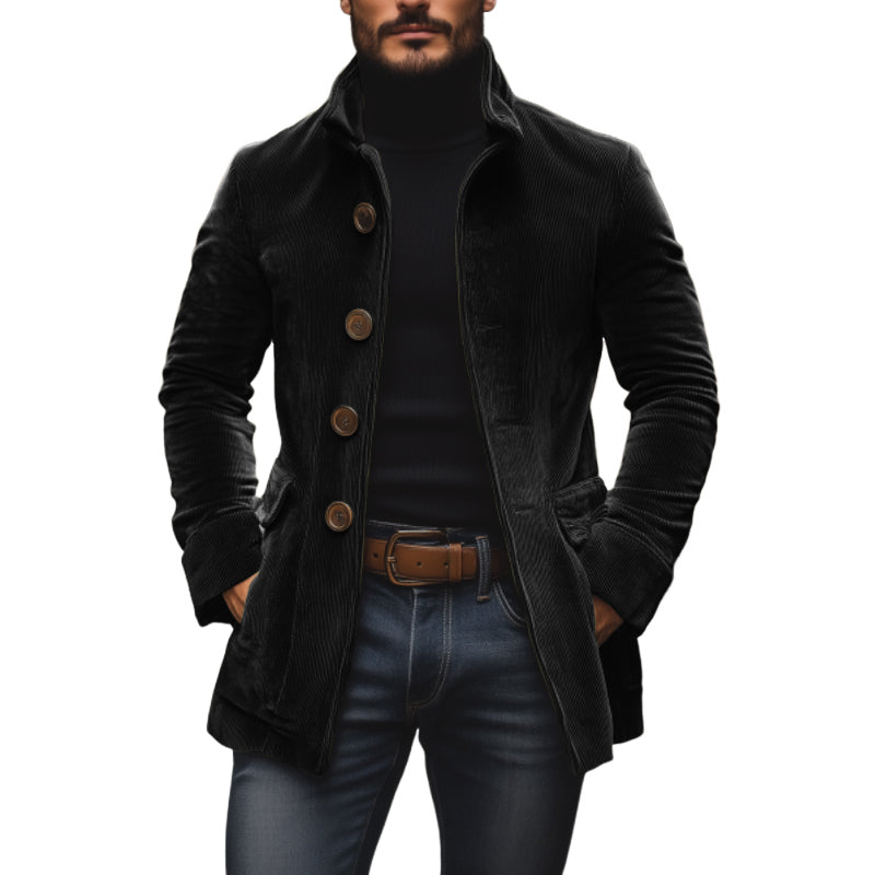Brendon | Ribbed Short Coat with Stand Collar