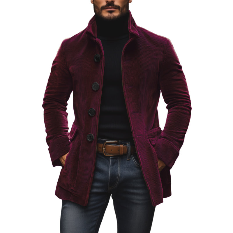 Brendon | Ribbed Short Coat with Stand Collar