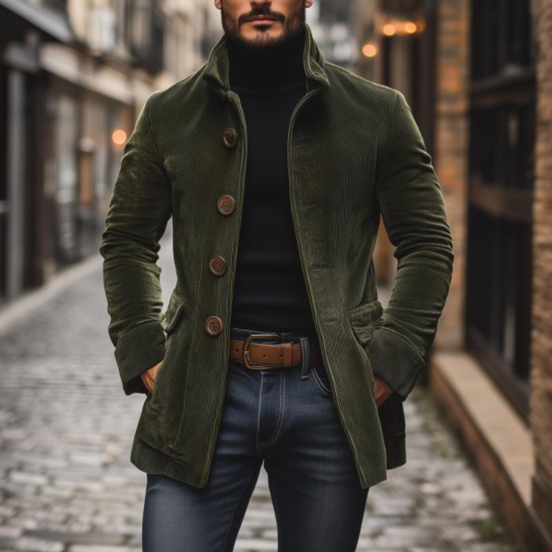 Brendon | Ribbed Short Coat with Stand Collar