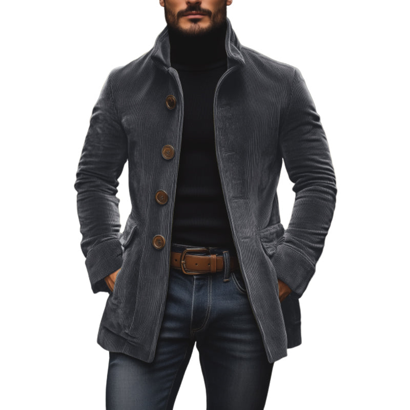 Brendon | Ribbed Short Coat with Stand Collar