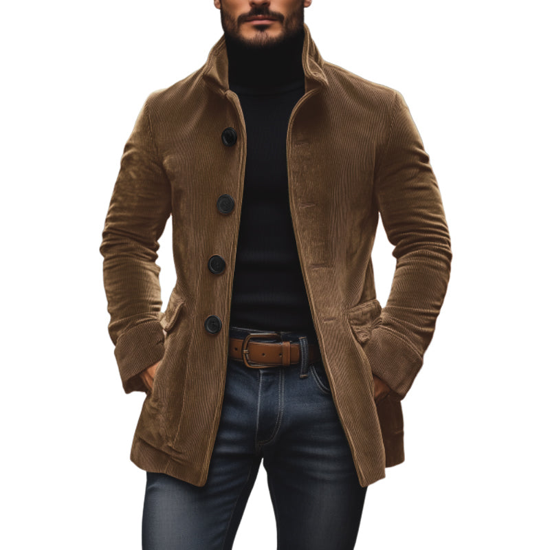Brendon | Ribbed Short Coat with Stand Collar