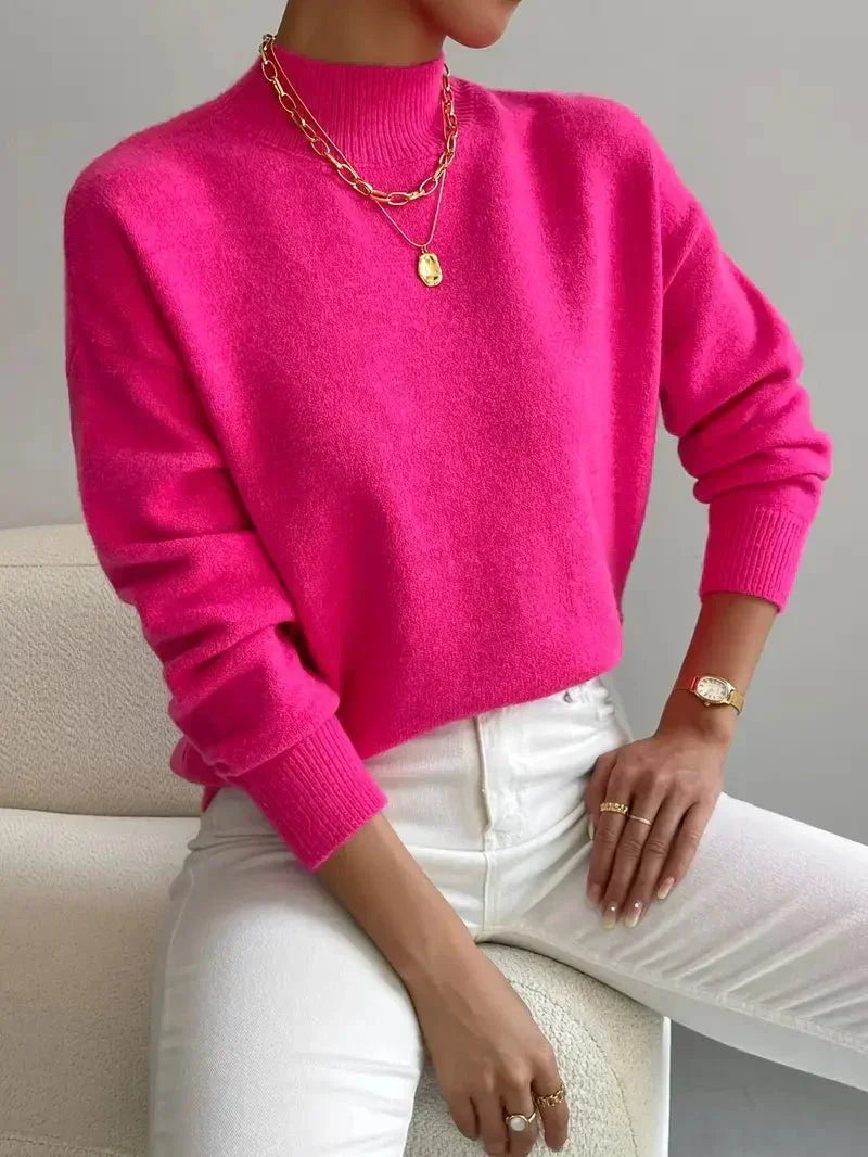 Leslie | Knit Jumper with Mock Neck and Long Sleeves