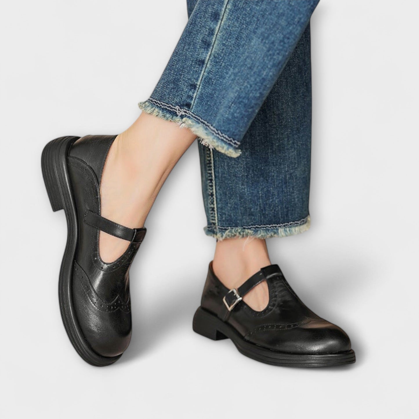 Janine | Leather T-Bar Mary Jane Brogues