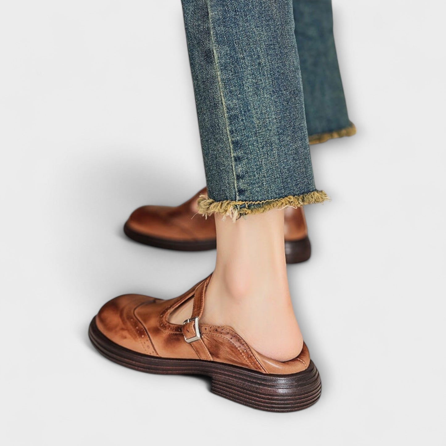Janine | Leather T-Bar Mary Jane Brogues