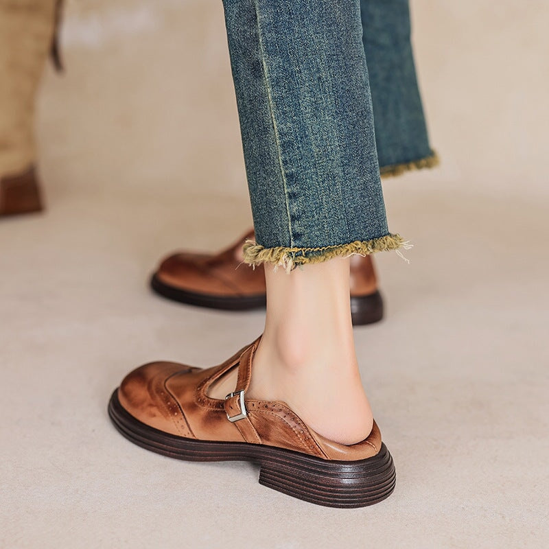 Zayana | Black Buckle Mary Jane Shoes