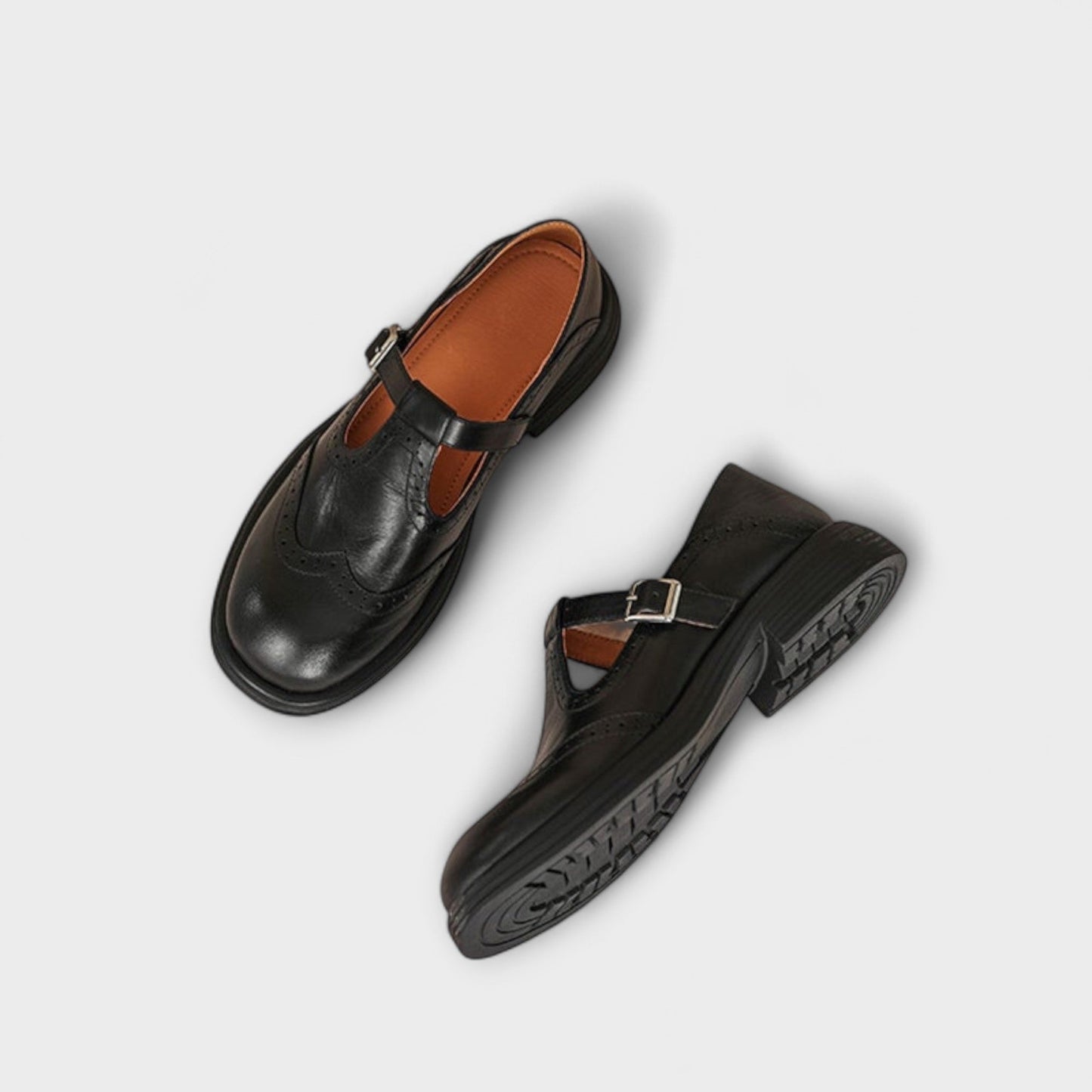 Janine | Leather T-Bar Mary Jane Brogues