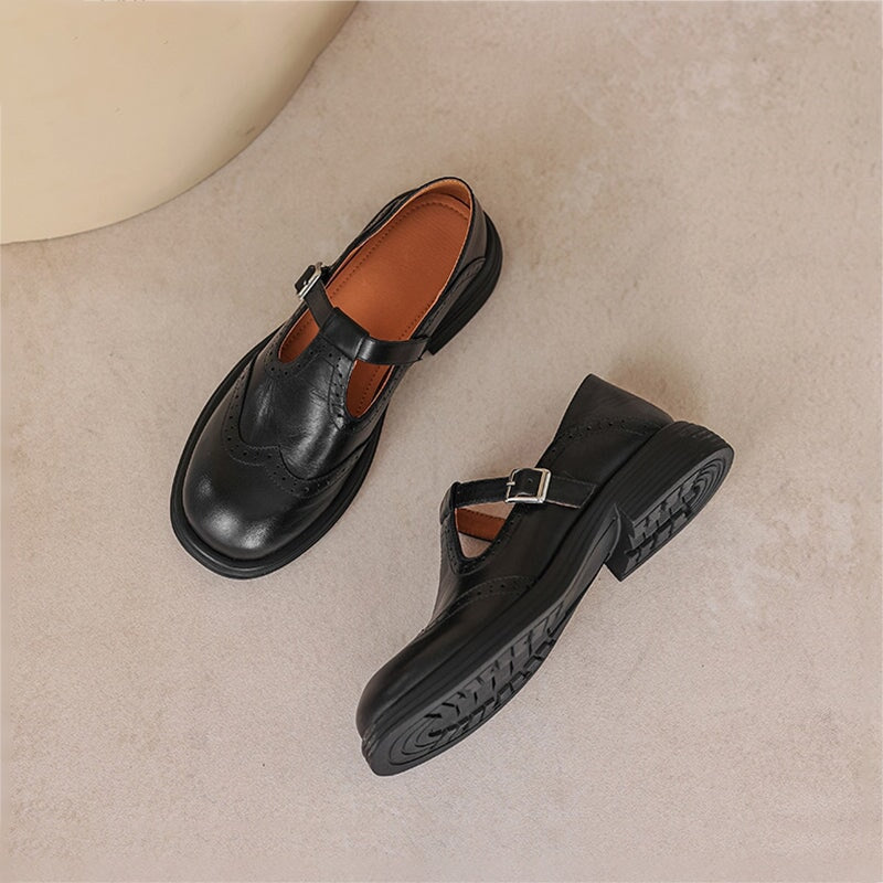 Zayana | Black Buckle Mary Jane Shoes
