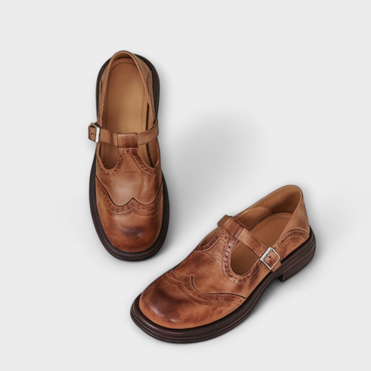 Janine | Leather T-Bar Mary Jane Brogues