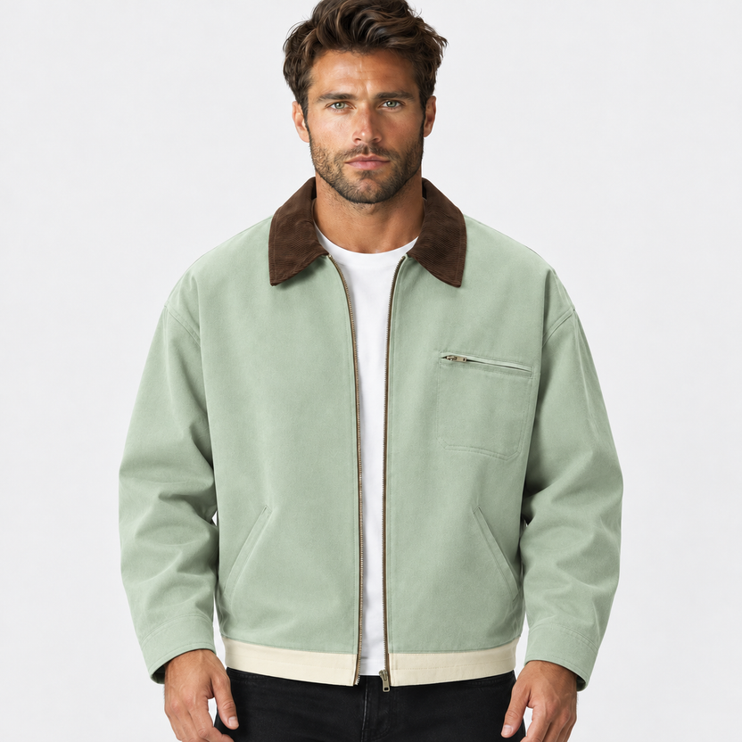 Horacio | Jacket with Contrast Collar and Zip Front