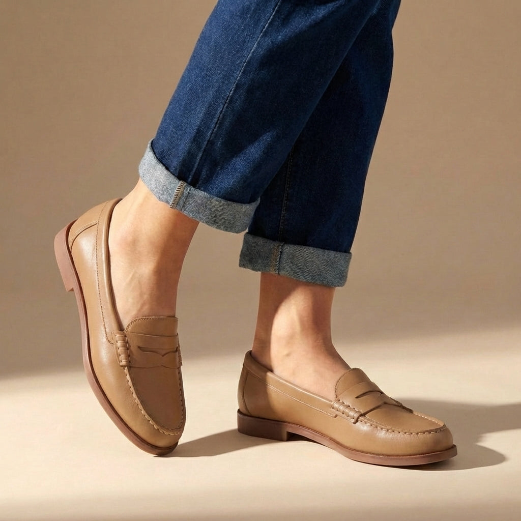 Colleen | Loafers with Penny Strap and Block Heel