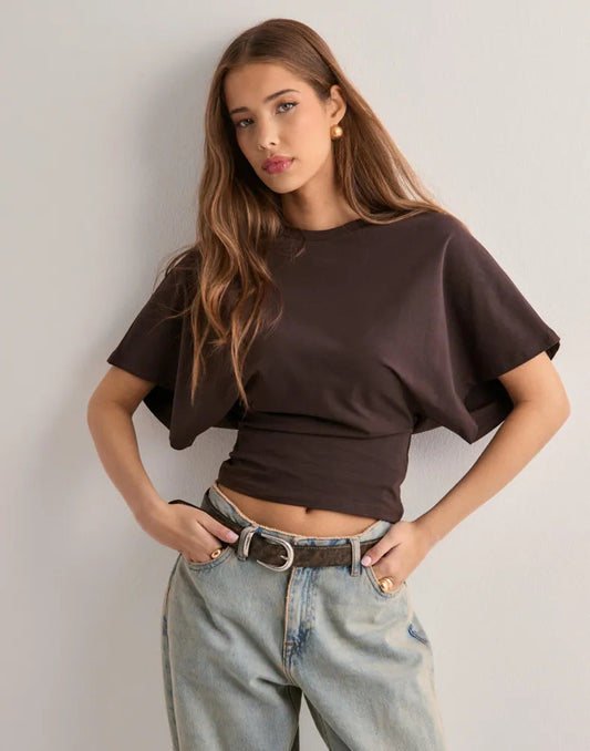 Malina | T-Shirt Batwing Sleeve Cropped Top