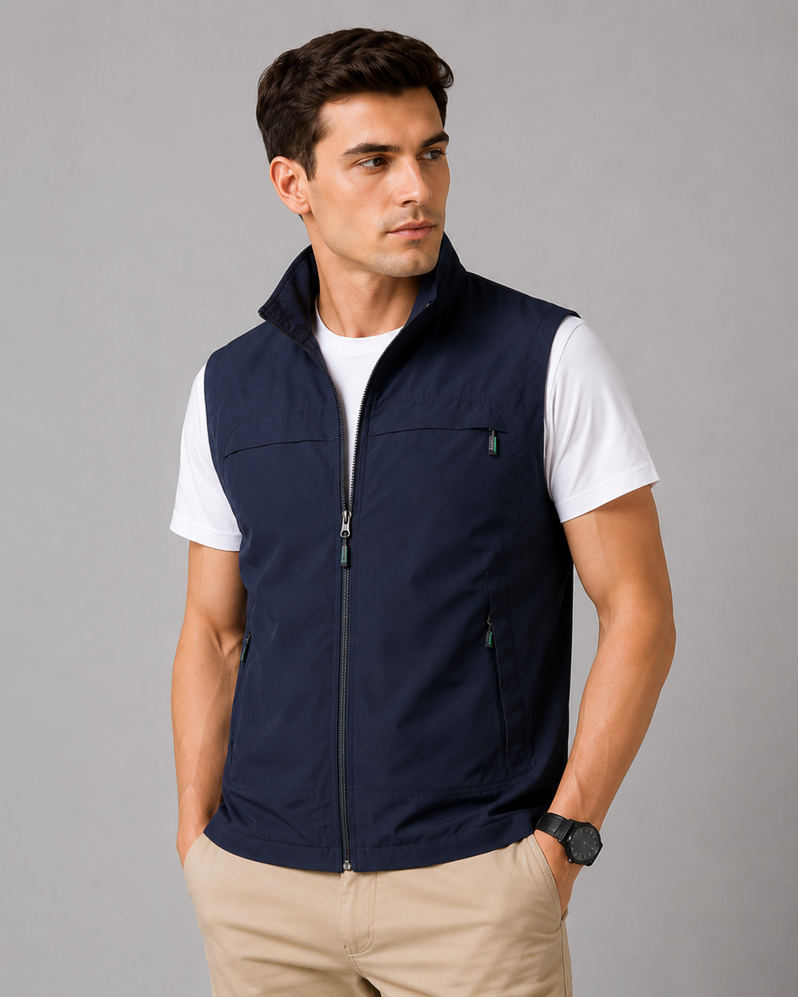 Lenneke | Sleeveless Zip Front Vest with Pockets